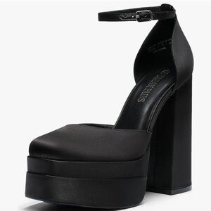 Chunky Platform Closed Toe Block Heels